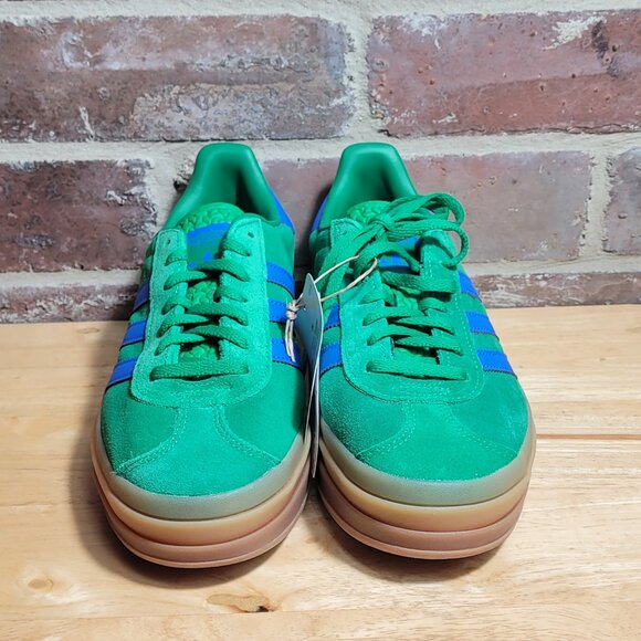 New Womens Adidas Gazelle Bold Shoes Green Blue Gum Metallic Gold Multiple Sizes - Picture 3 of 5